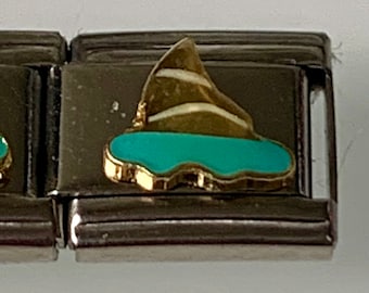 Shark Fin 9mm Italian Charm for Italian Charm Bracelets Stainless Steel 18K Gold Over Stainless (H)