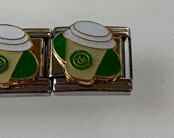 Coffee Cup 9mm Italian Charm for Italian Charm Bracelets Stainless Steel 18K Gold Over Stainless (2)