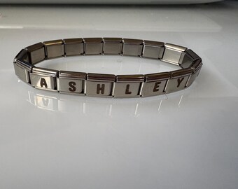 Custom Laser-Engraved Italian Charm Bracelet. Perfect for Gifts, A Special Treat, or any occasion.