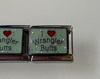 I Heart Wrangler Butts 9mm Italian Charm for Italian Charm Bracelets Stainless Steel 18K Gold Over Stainless (2)