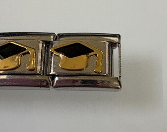 Graduation Cap 9mm Italian Charm for Italian Charm Bracelets Stainless Steel 18K Gold Over Stainless (2)