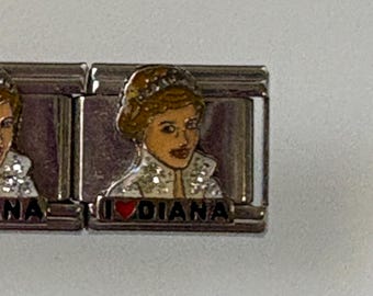 I Heart Diana 9mm Italian Charm for Italian Charm Bracelets Stainless Steel 18K Gold Over Stainless (P)