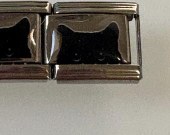 Cat 9mm Italian Charm for Italian Charm Bracelets Stainless Steel 18K Gold Over Stainless (P)