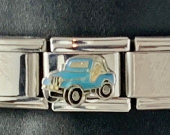 Jeep 9mm Italian Charm for Italian Charm Bracelets Stainless Steel 18K Gold Over Stainless (E)
