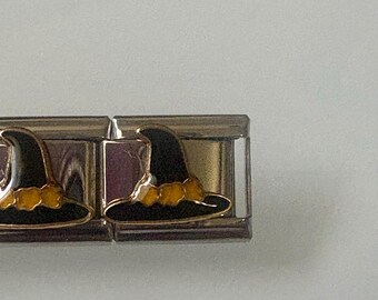 Witch Hat 9mm Italian Charm for Italian Charm Bracelets Stainless Steel 18K Gold Over Stainless (O)