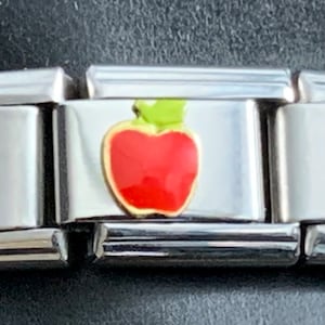 Apple 9mm Italian Charm for Italian Charm Bracelets Stainless Steel 18K Gold Over Stainless (F)