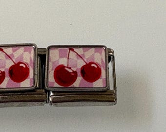 Cherries 9mm Italian Charm for Italian Charm Bracelets Stainless Steel 18K Gold Over Stainless (1)