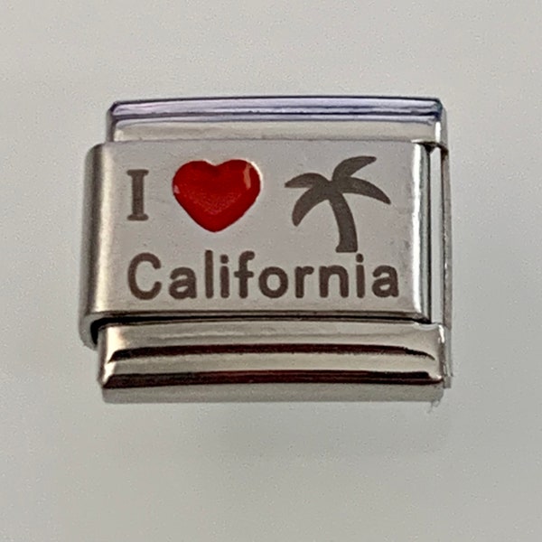 California Laser 9mm Italian Charm for Italian Charm Bracelets Stainless Steel laser coated Over Stainless (I)