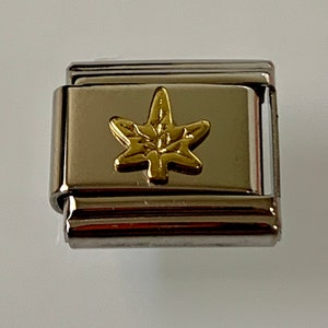 Può includere: Un ciondolo per braccialetto in argento con un design a foglia d'oro.