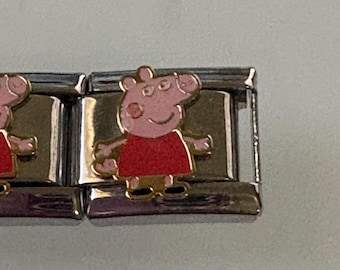 Famous Cartoon Pig 9mm Italian Charm for Italian Charm Bracelets Stainless Steel 18K Gold Over Stainless (7)
