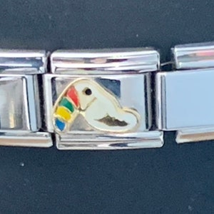 Bird Toucan 9mm Italian Charm for Italian Charm Bracelets Stainless Steel 18K Gold Over Stainless (C)