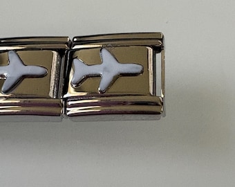 Airplane 9mm Italian Charm for Italian Charm Bracelets Stainless Steel 18K Gold Over Stainless (2)