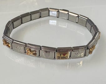 9mm Italian Charm Ready-Made Bracelet Sewing Themed Stainless Steel Gift Mothers Day, Christmas (9)