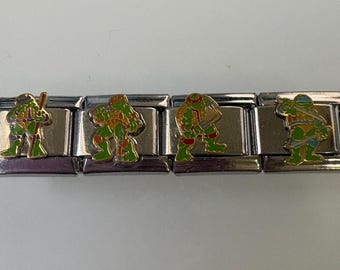 Limited Edition 9mm Italian Charm Famous Turtle Set for Italian Charm Bracelets Stainless Steel 18K Gold Over Stainless (6)