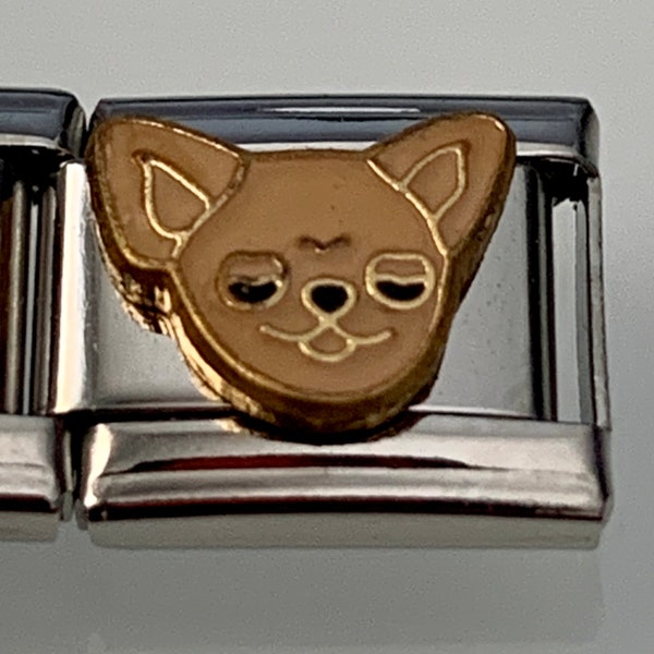 Hond 9 mm Italiaanse bedel voor Italiaanse bedelarmbanden roestvrij staal 18 kt goud op roestvrij staal (V)