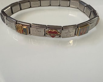 9mm Italian Charm Ready-Made Bracelet Kansas Themed Stainless Steel Gift Mothers Day, Christmas (9)