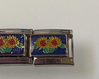 Sunflowers 9mm Italian Charm for Italian Charm Bracelets Stainless Steel 18K Gold Over Stainless (1)