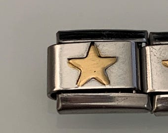 Star 9mm Italian Charm for Italian Charm Bracelets Stainless Steel 18K Gold Over Stainless (L)