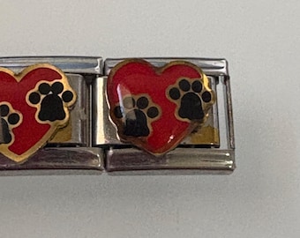 Paw Prints 9mm Italian Charm for Italian Charm Bracelets Stainless Steel 18K Gold Over Stainless (1)