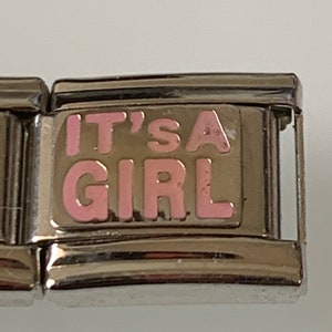 It’s a Girl 9mm Italian Charm for Italian Charm Bracelets Stainless Steel 18K Gold Over Stainless (N)