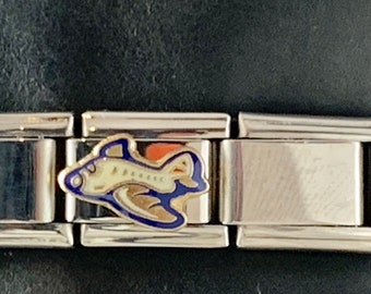 Airplane 9mm Italian Charm for Italian Charm Bracelets Stainless Steel 18K Gold Over Stainless (E)