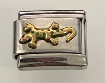 Lizard 9mm Italian Charm for Italian Charm Bracelets Stainless Steel 18K Gold Over Stainless (C)