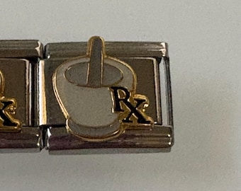 Rx 9mm Italian Charm for Italian Charm Bracelets Stainless Steel 18K Gold Over Stainless (7)