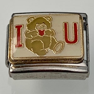 Bear 9mm Italian Charm for Italian Charm Bracelets Stainless Steel 18K Gold Over Stainless (N)