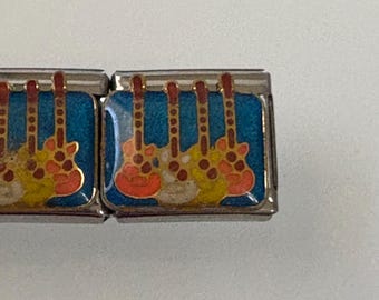 Guitars 9mm Italian Charm for Italian Charm Bracelets Stainless Steel 18K Gold Over Stainless (1)