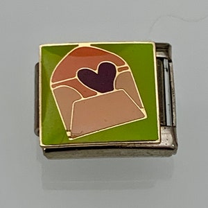 Liebesbrief 9 mm italienischer Charm für italienische Bettelarmbänder Edelstahl 18K Gold über Edelstahl (L)
