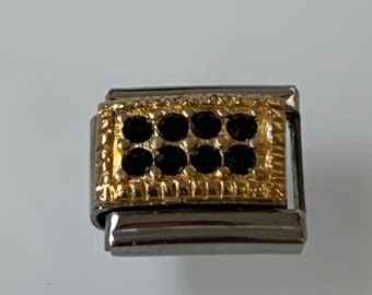 Bling 9mm Italian Charm for Italian Charm Bracelets Stainless Steel 18K Gold Over Stainless (C)