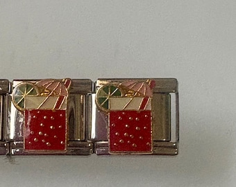 Drink 9mm Italian Charm for Italian Charm Bracelets Stainless Steel 18K Gold Over Stainless (O)