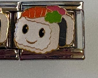 Sushi 9mm Italian Charm for Italian Charm Bracelets Stainless Steel 18K Gold Over Stainless (O)