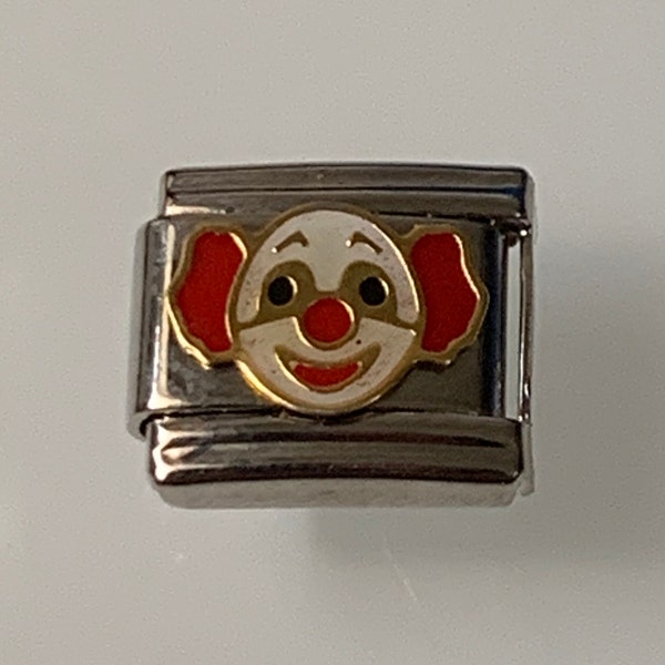 Clown 9mm Italian Charm for Italian Charm Bracelets Stainless Steel 18K Gold Over Stainless (A)