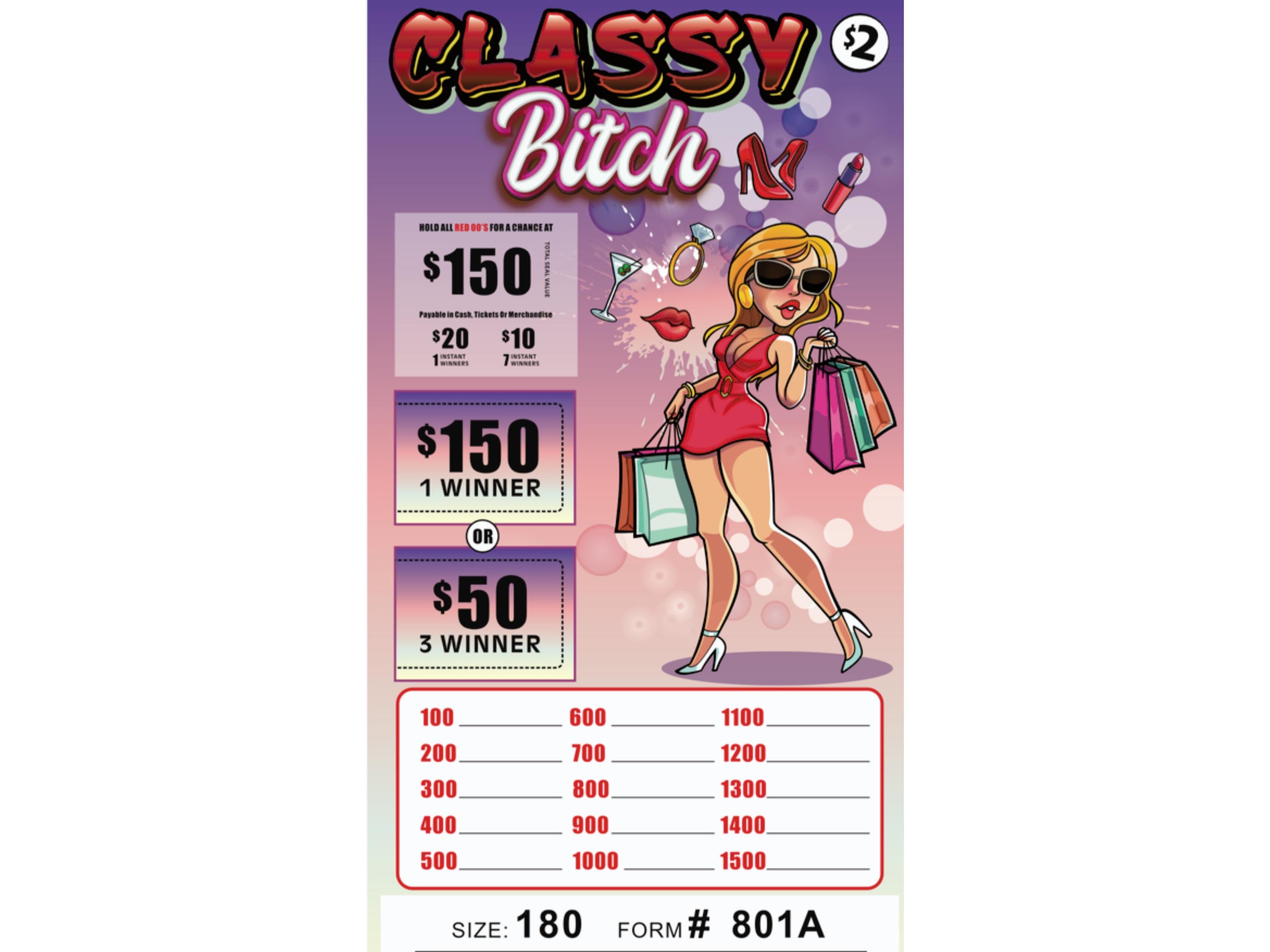 180 Classy B 2 Point Pull Tabs Game