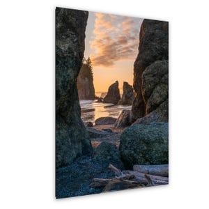 Ruby Beach Sea Stacks Sunset Olympic National Park Framed Between Rocks Washington Coast Photo Print
