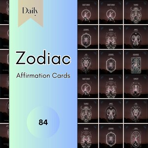 84 Cartas de Afirmaciones Diarias del Zodiaco - Afirmaciones del Zodiaco Únicas - Descarga Digital