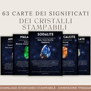 63 Carte dei Significati dei Cristalli Stampabili | Carte Informative sui Cristalli | Mazzo delle Proprietà Curative delle Pietre Preziose