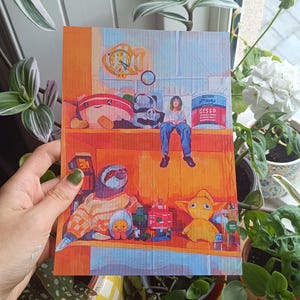 A5 konsttryck - "På hylla" | Akrylmålning av Meg Shuker