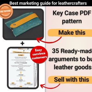 PDF Key Holder Pattern + Marketing tips for leatherworker | 35 &quot;copy-paste&quot; agruments that convince client to buy leather goods | Key Chain