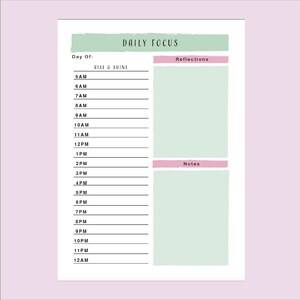 Daily Focus Goals List, to Do Printable, Simple Tasks List Template ...