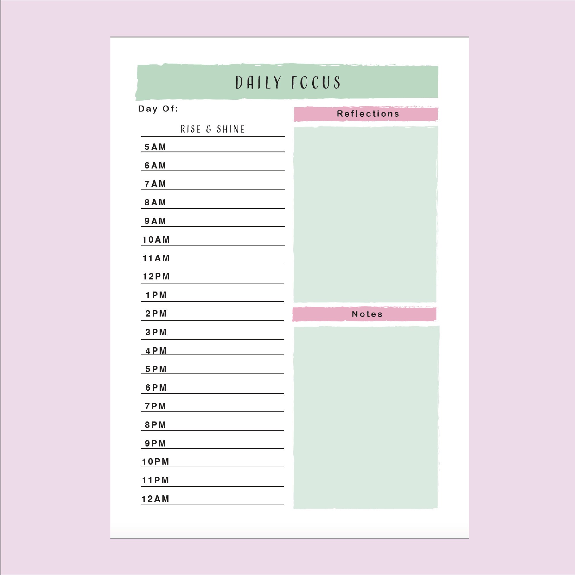 Daily Focus Goals List, to Do Printable, Simple Tasks List Template ...