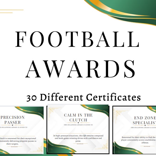 Football End Of the Season Awards:  All-Inclusive Awards Every Player Valued- Digital Download | JPG Print,  Name Editable in Google Slides