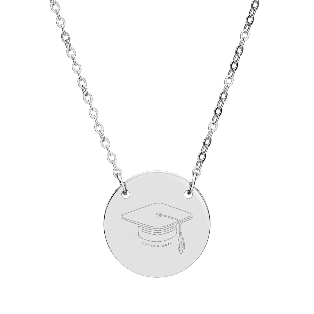 Graduation Custom Engraved Year Circle Necklace | Personalized Year ...