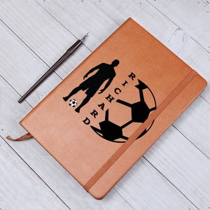 A Personalized Soccer/Football Journal with a Touch of Class - Personalized Leather Journal | Custom Soccer-Inspired Notebook