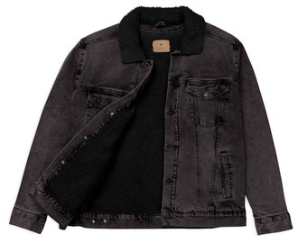 Unisex Black Sherpa Denim Jacket – Vintage Style, Recycled Lining, Warm & Cozy, Retro Jean Jacket, 90s-Inspired Streetwear