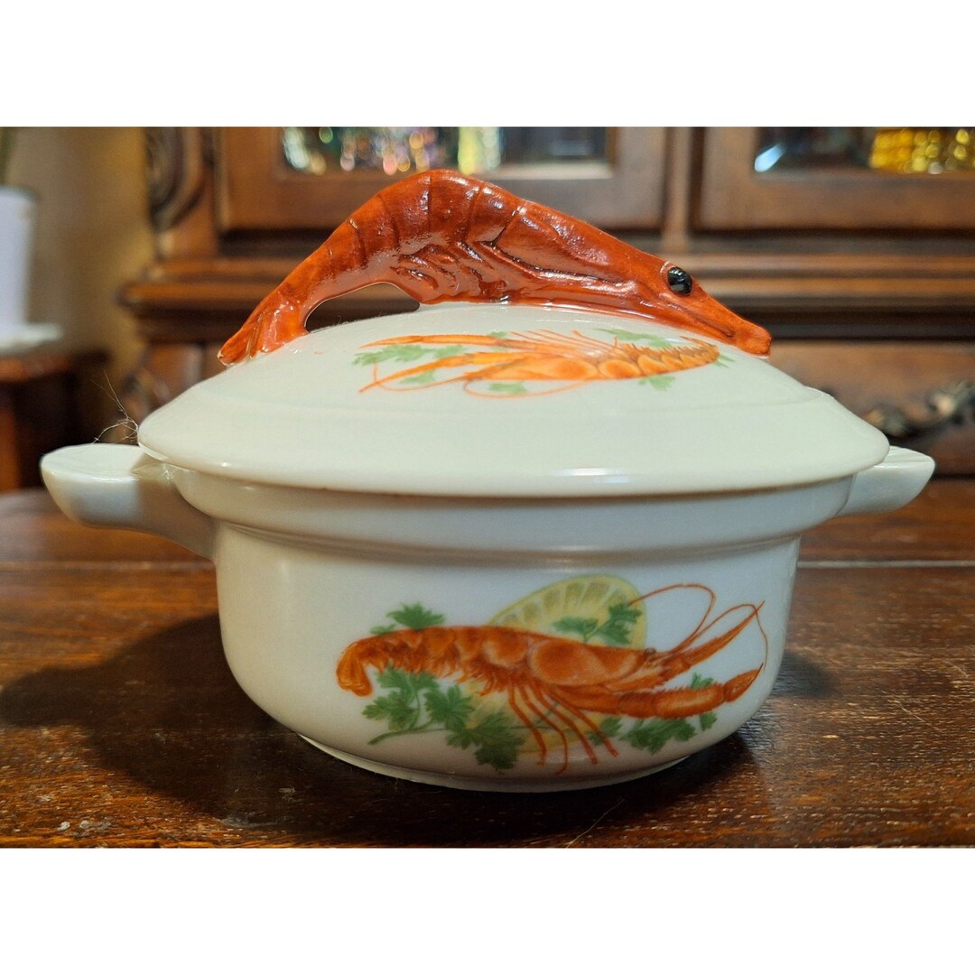 Set 6 French Ceramic Étouffée Casserole Ramekin Shrimp Crayfish