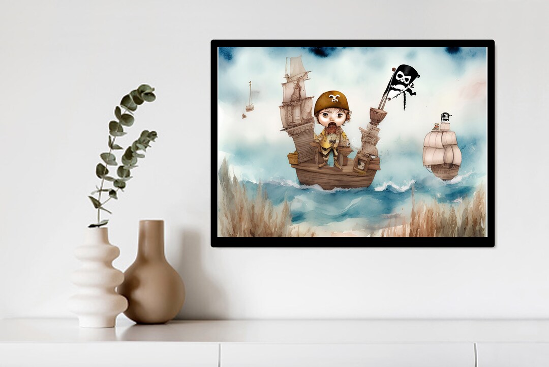 Kids Pirate Art Kids Pirate Wall Art Kids Digital Wall Art Etsy