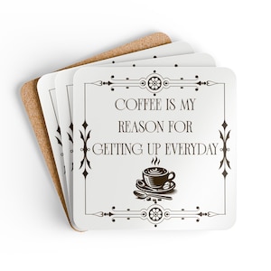 Kaffee-Untersetzer-Set (4-teilig), rustikale Korkuntersetzer für Kaffeeliebhaber, Küchendekoration, Einweihungsgeschenk, Kaffeebar-Akzente