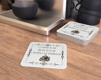 Posavasos para amantes del café: tablero duro mate, cita inspiradora